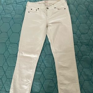 High-waisted white bootcut J Crew jeans